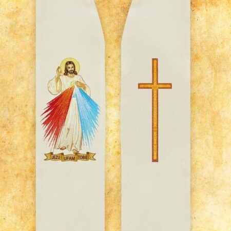 Étole liturgique brodée avec Jésus Miséricordieux