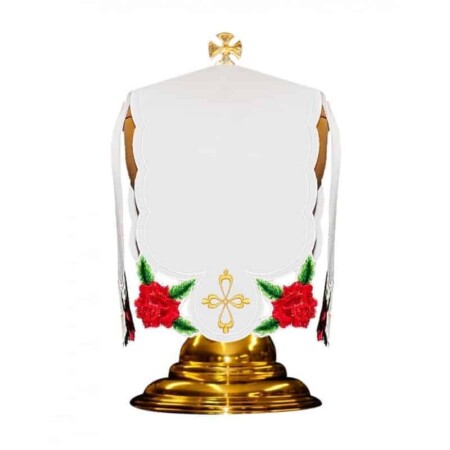 Voile liturgique pour ciboire brodé roses