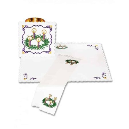 Linge de calice Avent avec couronne