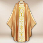 Chasuble avec ceinture en velours brodé Calice