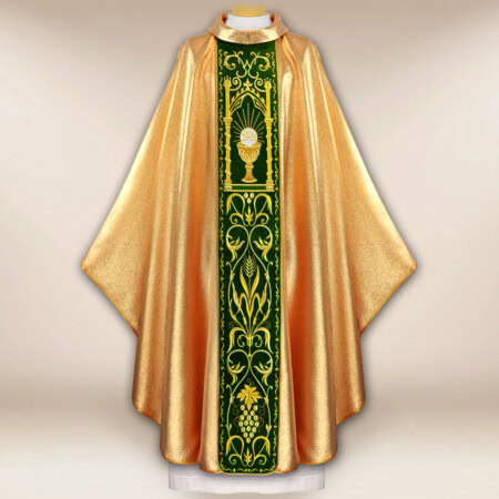Chasuble avec ceinture en velours brodé Calice