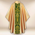Chasuble avec ceinture en velours brodé Calice