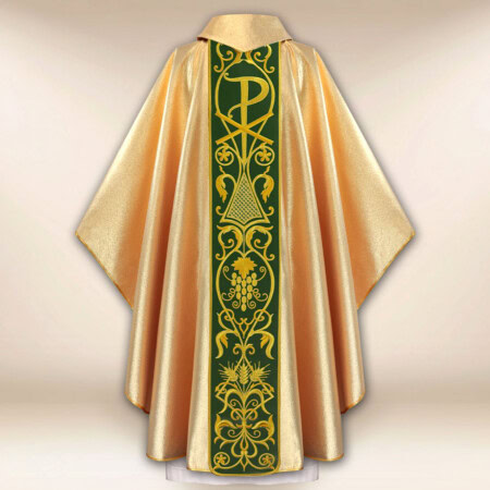 Chasuble avec ceinture en velours brodé Calice