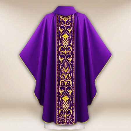 Chasuble avec ceinture en velours brodée Calice