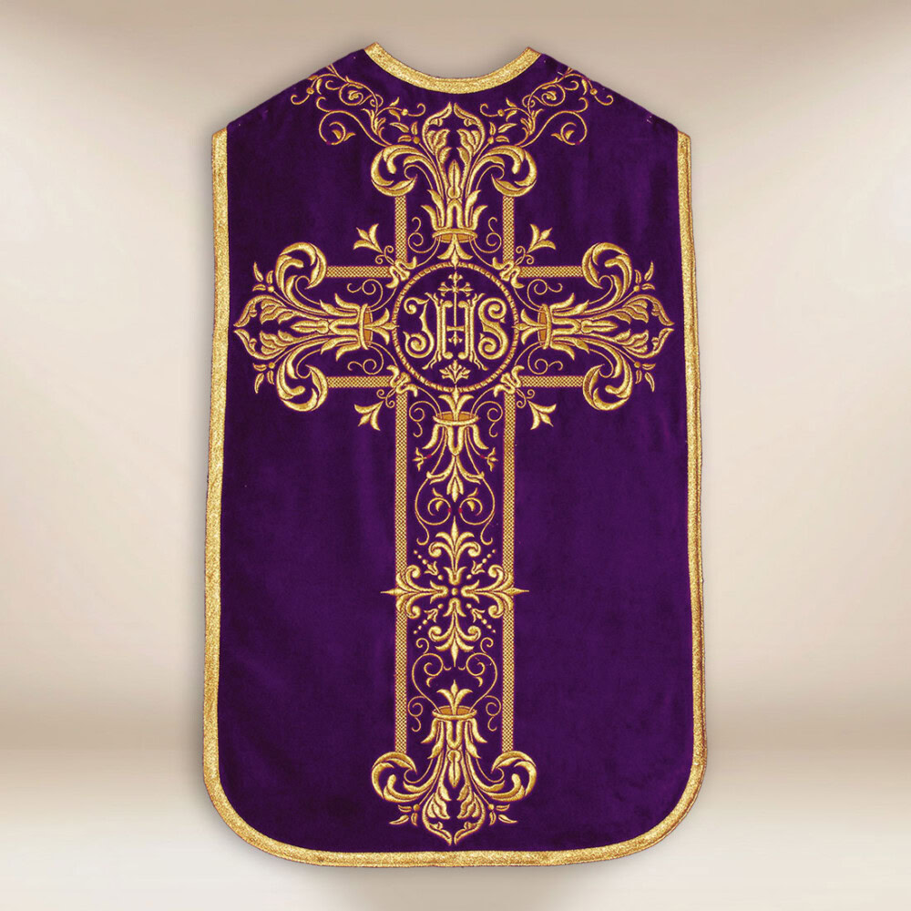 Chasuble romaine en velours violet