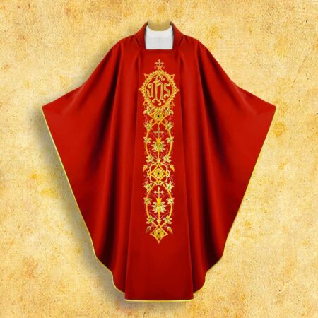 Chasuble brodée rouge IHS