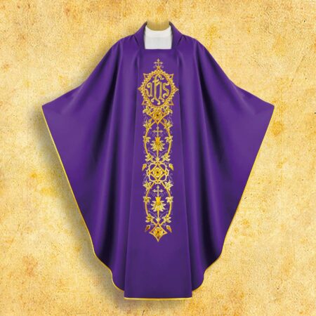 Chasuble brodée violette IHS