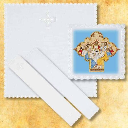 Linge de calice liturgique avec le motif de La Dernière Cène