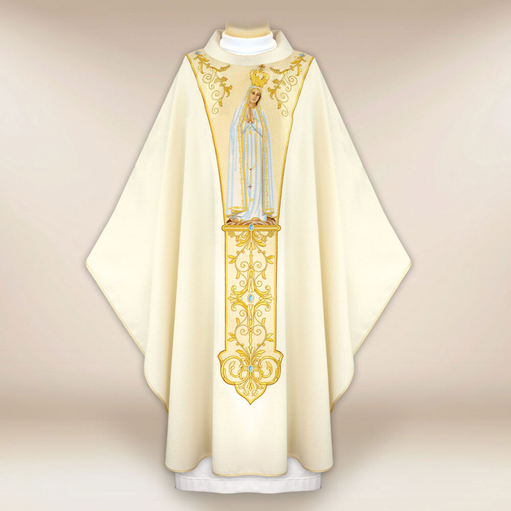 Chasuble avec ceinture brodée Mère de Dieu de Fatima