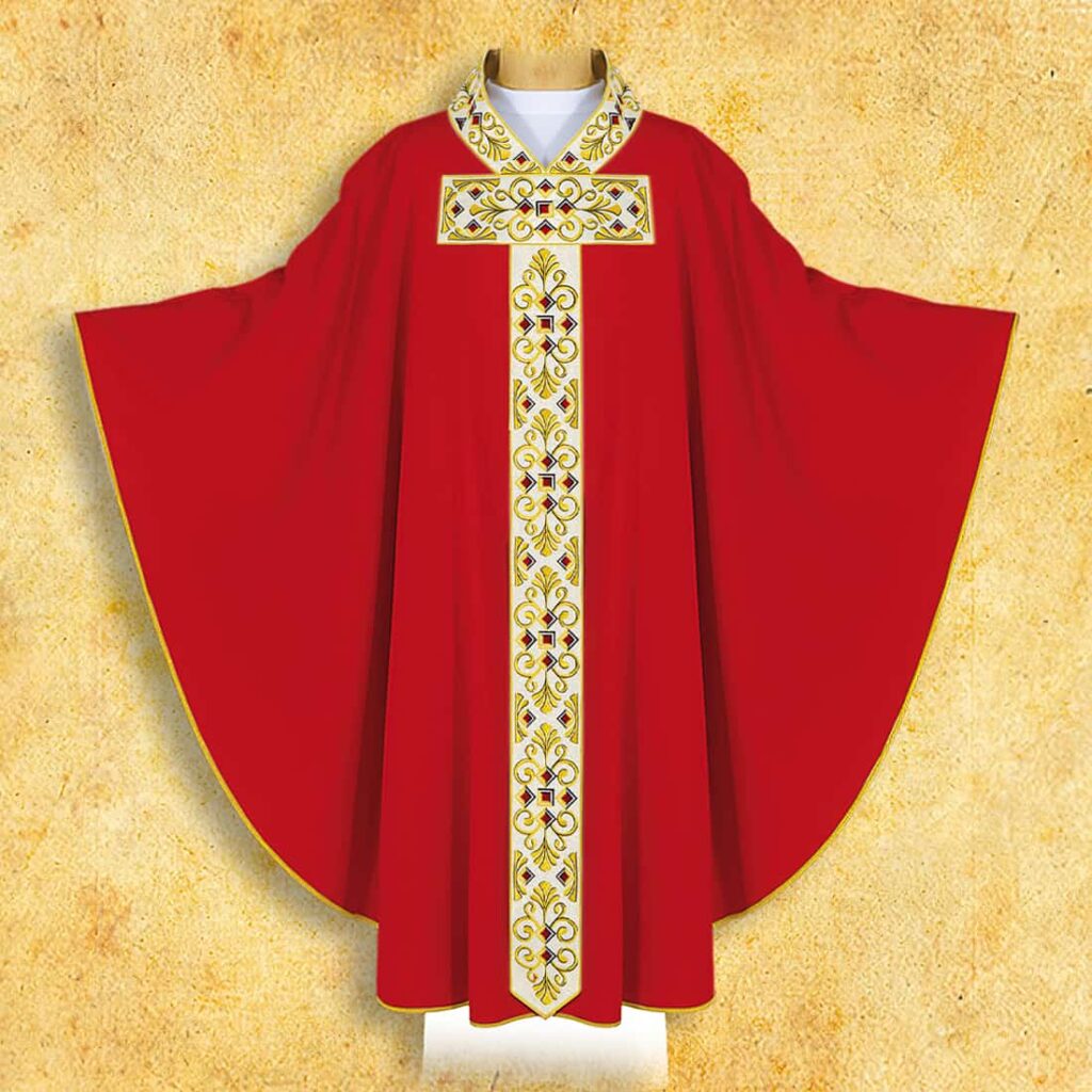 Chasuble brodée rouge