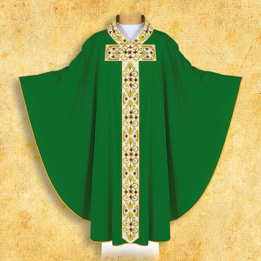 Chasuble brodée verte