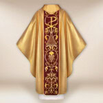 Chasuble avec ceinture en velours brodé Agneau