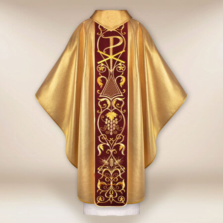 Chasuble avec ceinture en velours brodé Agneau