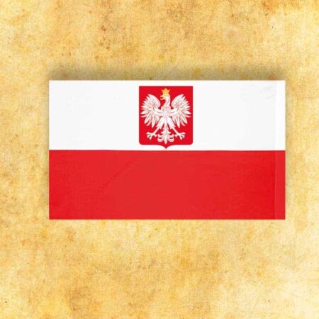 Drapeau blanc-rouge avec emblème