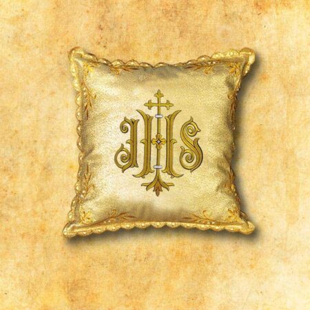 Coussin brodé de procession IHS