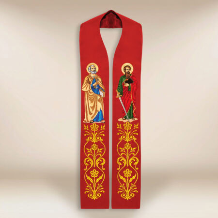 Étole brodée rouge Saint Pierre et Saint Paul