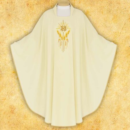 Chasuble brodée IHS avec Épis écru