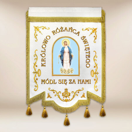 Drapeau brodé Reine du Rosaire