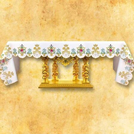 Nappe d’autel liturgique mariale brodée - sur mesure