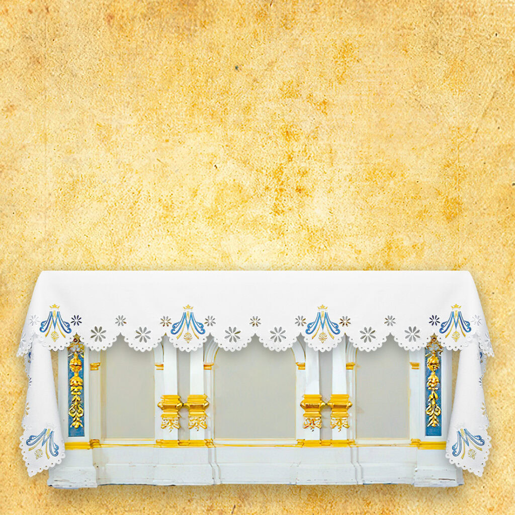 Nappe d’autel Maryjny avec broderie or-bleu