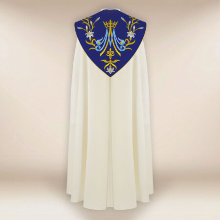 chape liturgique brodée avec motif marial