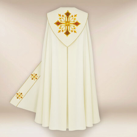 Chape liturgique brodée élégante avec des croix brodées