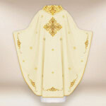 Chasuble liturgique avec broderie IHS