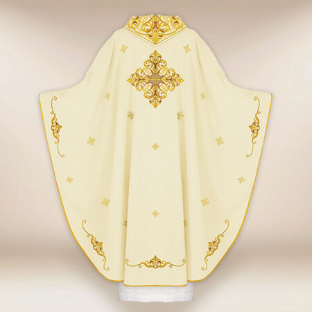 Chasuble liturgique avec broderie IHS