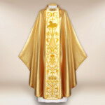Chasuble avec ceinture en velours brodé Agneau