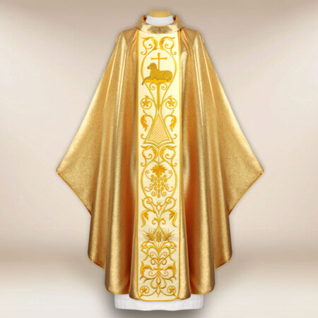 Chasuble avec ceinture en velours brodé Agneau