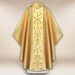 Chasuble avec ceinture en velours brodé Agneau