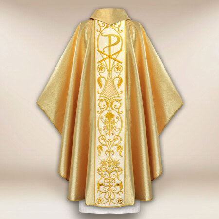 Chasuble avec ceinture en velours brodé Agneau
