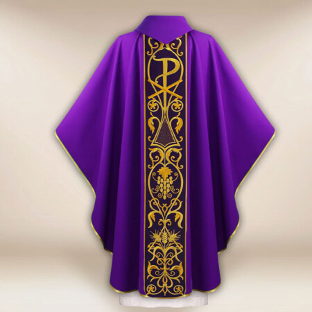 Chasuble avec ceinture en velours brodée Agneau