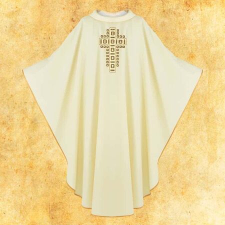 Chasuble liturgique brodée ecru à bon prix