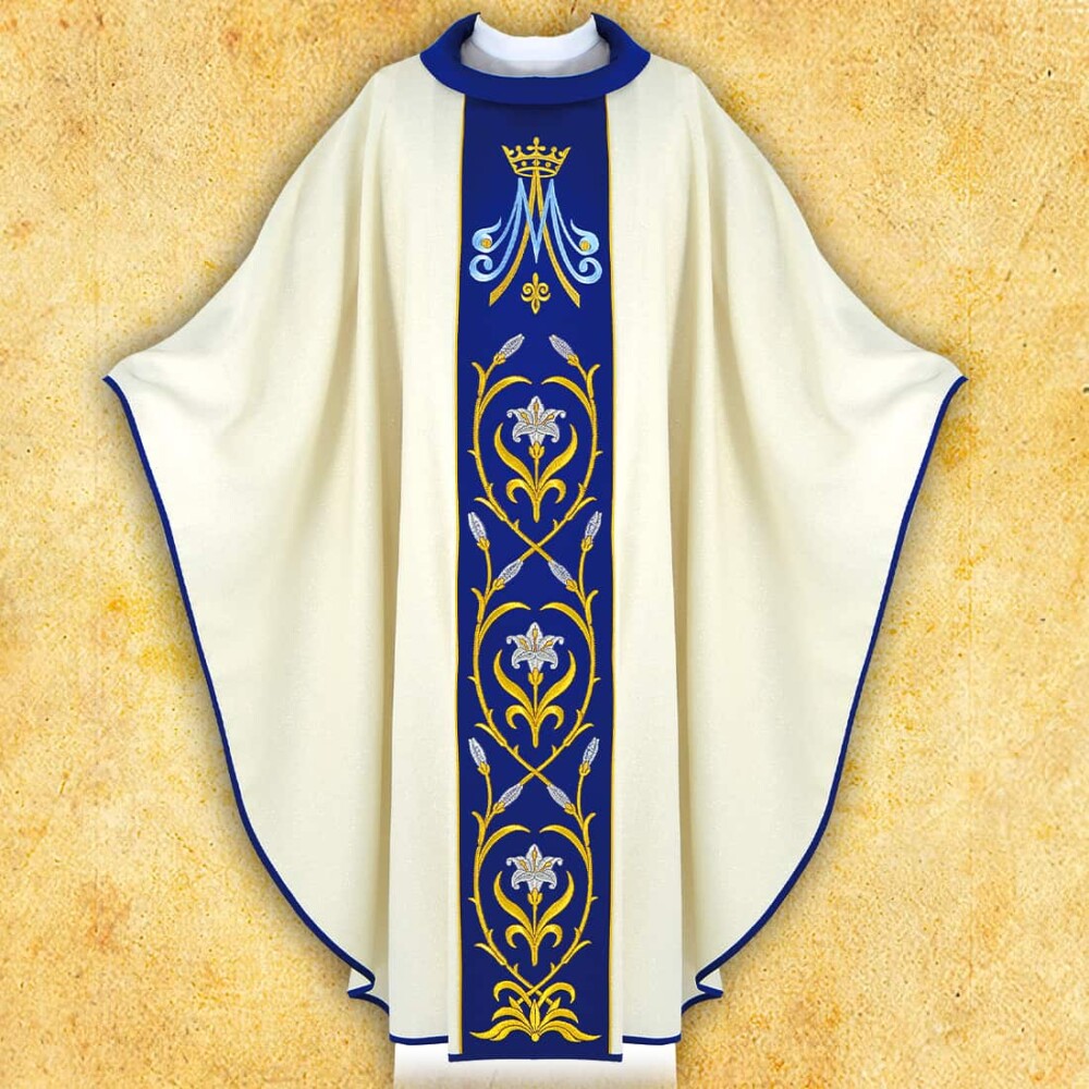 Chasuble liturgique brodée mariale