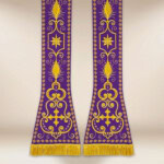 Étole brodée romaine violette