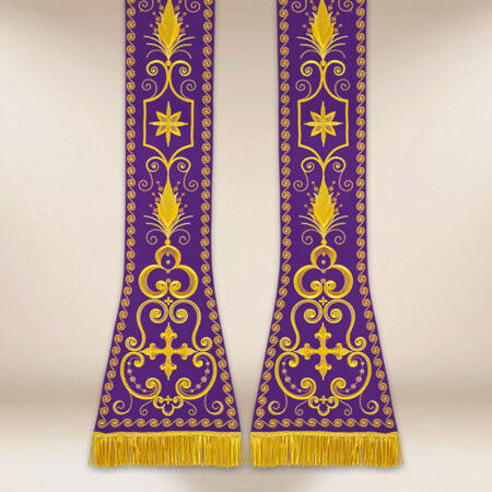Étole brodée romaine violette