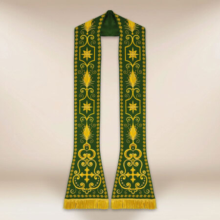 Étole brodée romaine verte