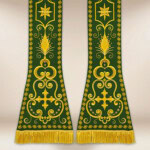 Étole brodée romaine verte