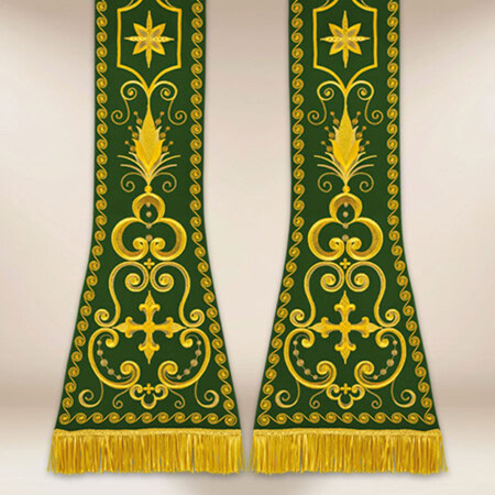 Étole brodée romaine verte