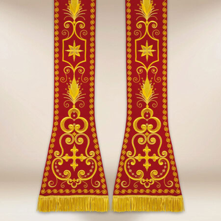 Étole brodée romaine rouge