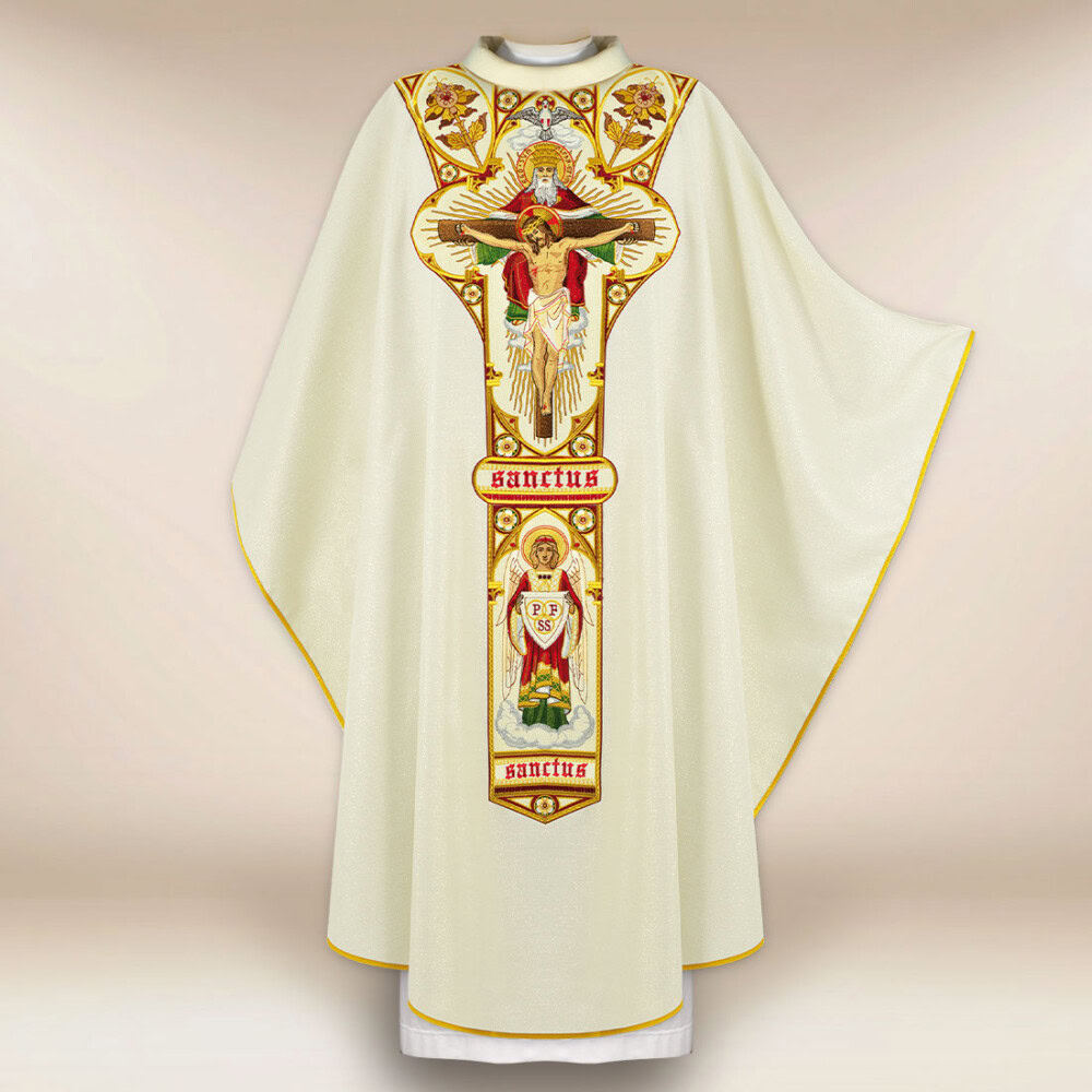 Chasuble liturgique Sainte Trinité brodée