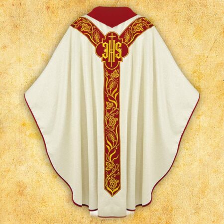 Chasuble liturgique ecru avec le syNotre-Dameole PX