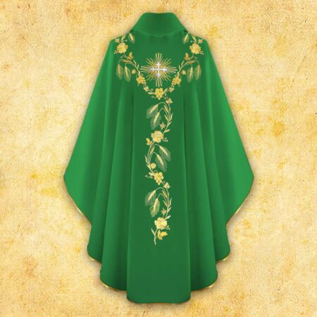 Chasuble brodée IHS verte