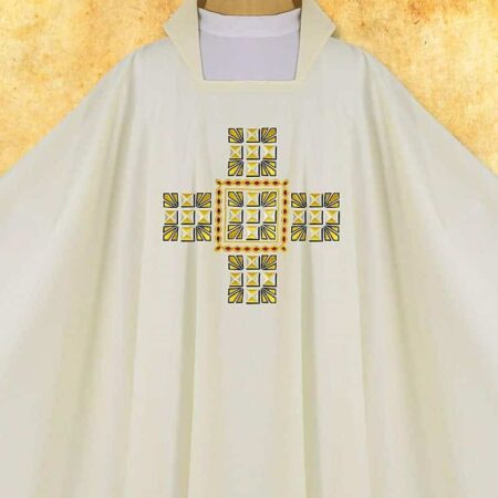 Chasuble brodée liturgique avec motif de croix