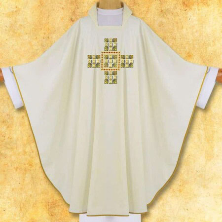 Chasuble brodée liturgique avec motif de croix