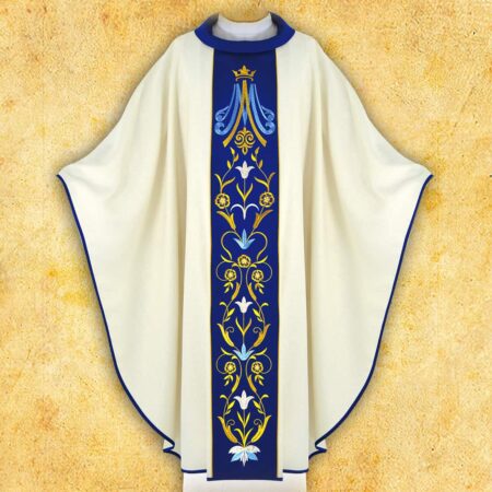 Chasuble liturgique brodée mariale à un bon prix