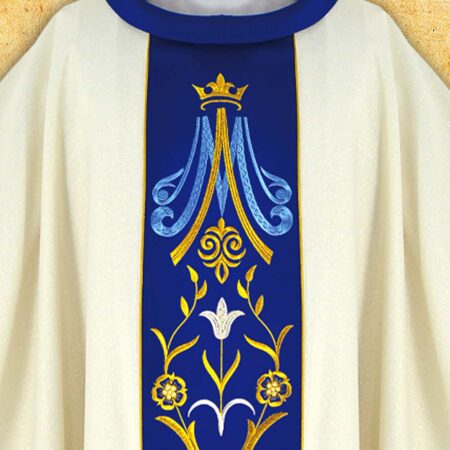 Chasuble liturgique brodée mariale à un bon prix