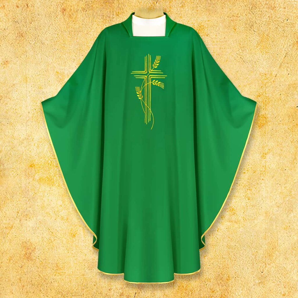 Chasuble brodée Croix verte