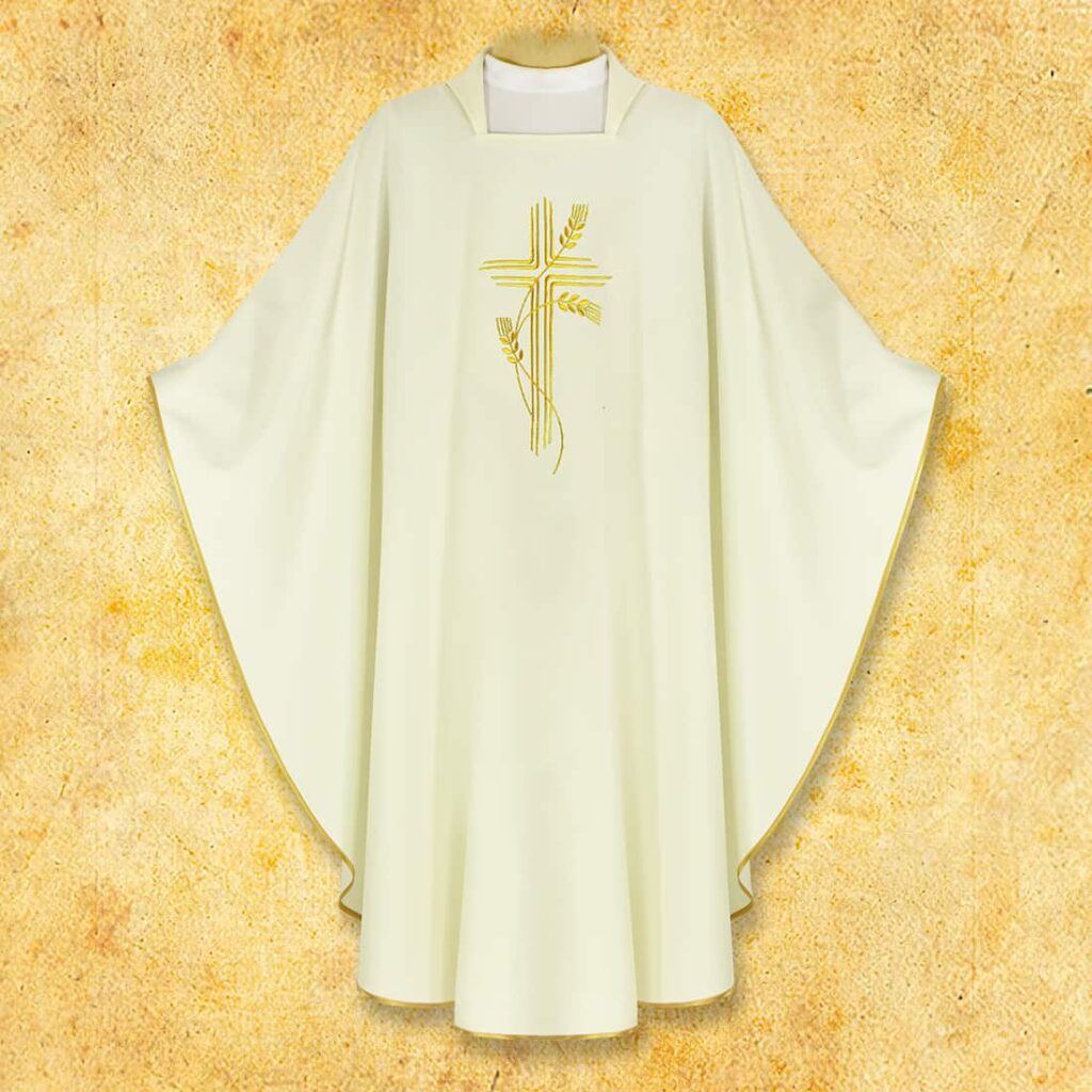 Chasuble brodée Croix écrue